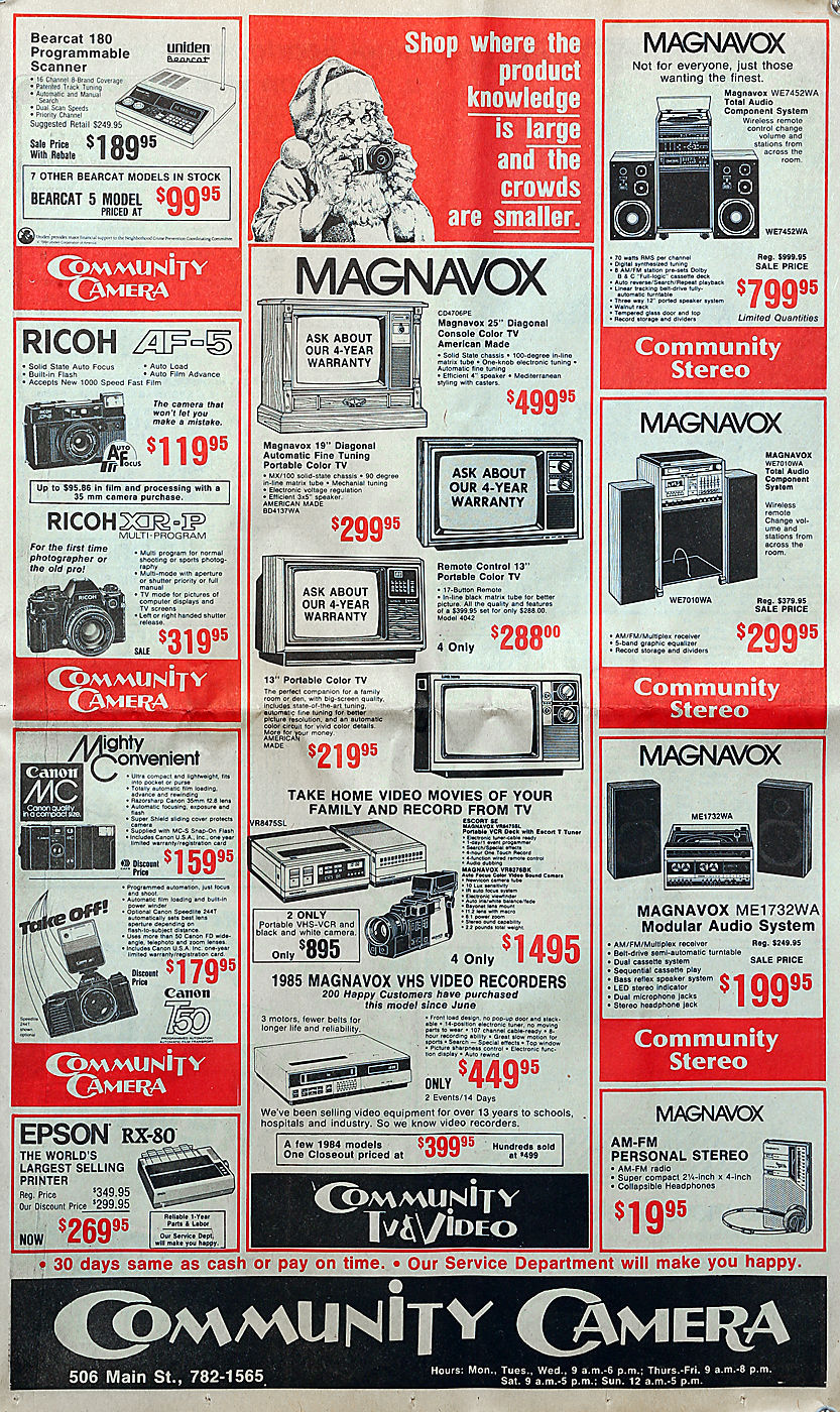 1984: Newspaper ad for Community Camera